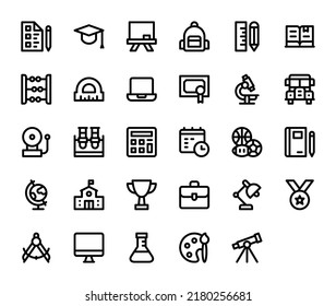 Back to School icons collection with outline style vector illustration