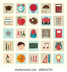 Back to school icons A collection of twenty five education colorful icons