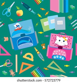 Back to School icons education seamless pattern