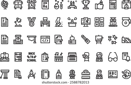 Back to school icons High-Quality Vector Icons Collection with Editable Stroke. Ideal for Professional and Creative Projects.