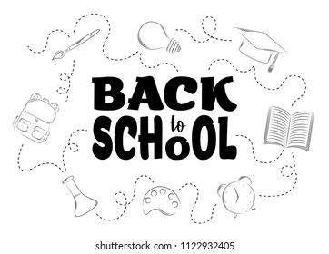 Back to school icons with lettering