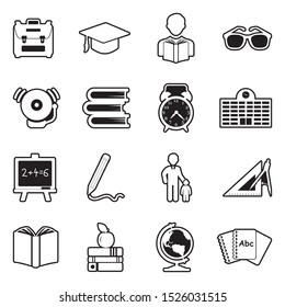 Back To School Icons. Line With Fill Design. Vector Illustration.