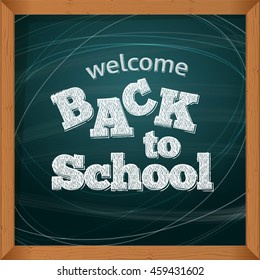 Back to school.  School icons on a blackboard. Vector illustration