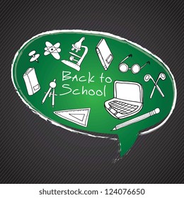 Back To school Icons on green balloon. Vector set