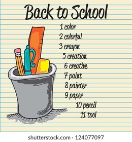 back to school icons over paper background