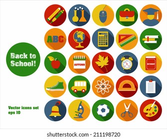 Back to school icons set.