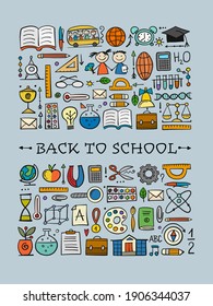 Back to School. Icons set. Art Background for your design. Vector illustration