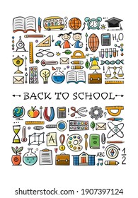 Back to School. Icons set. Art Background for your design. Vector illustration