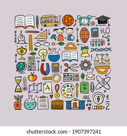 Back to School. Icons set. Art Background for your design. Vector illustration