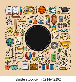 Back to School. Icons set. Art Background for your design. Vector illustration
