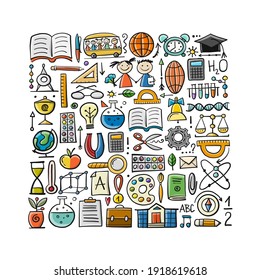 Back to School. Icons set. Art Background for your design. Vector illustration