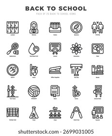 Conjunto de iconos de regreso a la escuela. Colección de íconos simples de la web Lineal.