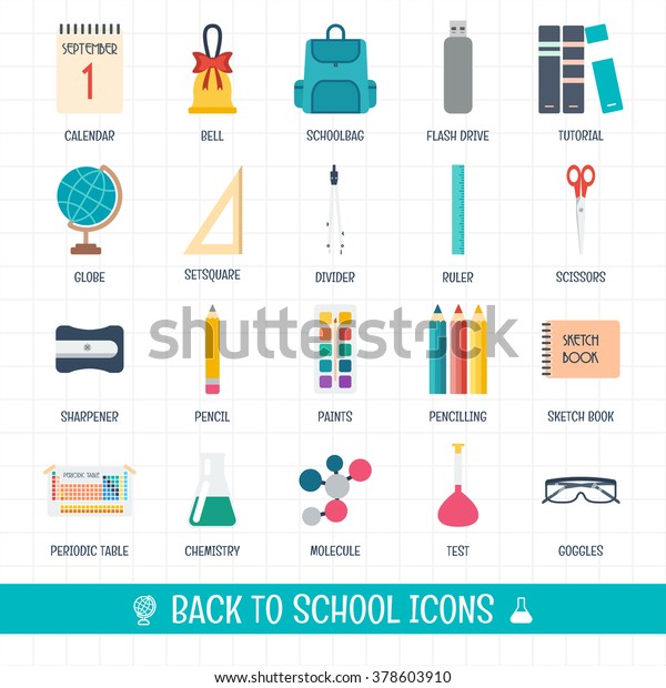 Back to school icons\
set. School and education icons. Welcome to school. Flat design.\
vector illustration
