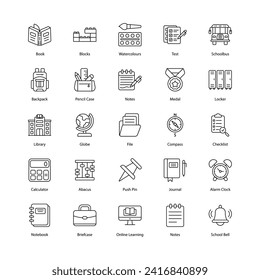 back to school icons set isolate white background vector stock illustration