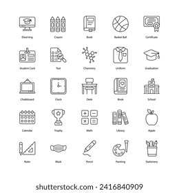 back to school icons set isolate white background vector stock illustration
