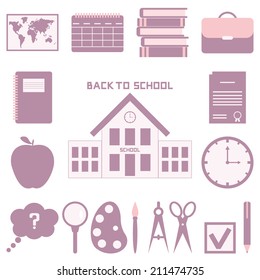 Back to school. School icons set. Vector illustration. Set 1.