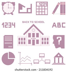 Back to school. School icons set. Vector illustration. Set 3.
