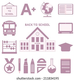Back to school. School icons set. Vector illustration. Set 2.