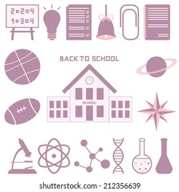 Back to school. School icons set. Vector illustration. Set 4. 