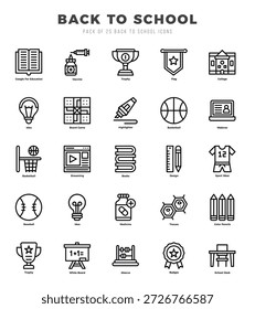 Iconos de regreso a la escuela establecidos para el Sitio web y el sitio móvil y los App.