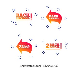 Back to school icons. Studies after the holidays signs. Pencil symbol. Random dynamic shapes. Gradient school icon. Vector