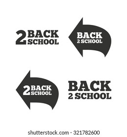 Back to school icons. Studies after the holidays signs symbols. Flat icons on white. Vector