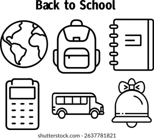 back to school icons, school supplies