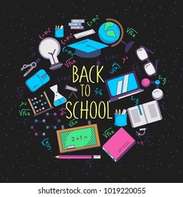 back to school illustration with 90s style