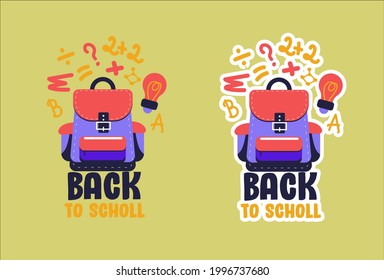 back to school illustration of a school backpack falling out of a school formula bag.