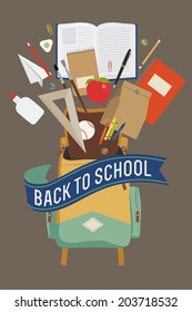 Back to school illustration | Backpack with scholar content 