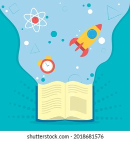 volver a la ilustración escolar con icono de libro