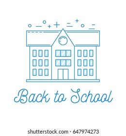 Back to school illustration with school building, line art design