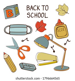 Back to school illustration collection. School related hand drawn illustration collection