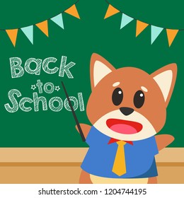 Back to school illustration with cute animal cartoon character