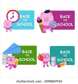 Back to school illustration with cute animals  perfect for backgrounds
