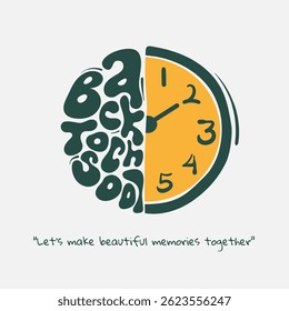 Regreso a la escuela. diseño de ilustración con medio reloj y tipografía de regreso a la escuela. diseño de Plantilla de publicidad escolar