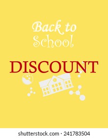 back to school illustration, discount at school  over color background