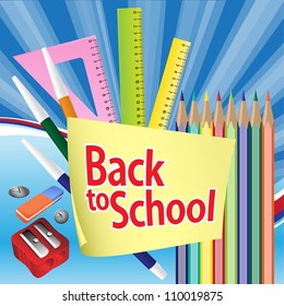 Back to school. Illustration of education object. Grouped for easy editing. In gallery some options are presented.