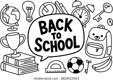Back to school illustration featuring educational and fun elements