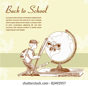 back to school illustration with hand-drawn kids