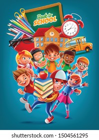 back to school illustration with kids