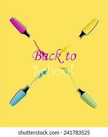 back to school illustration,  makers over color background