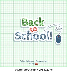 Back to school illustration on blue print paper.Graph paper.