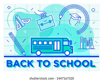 Back to school illustration on Modern background - Editable Stroke