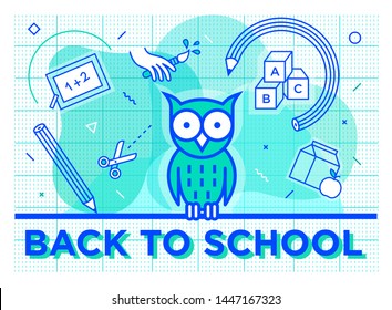 Back to school illustration on Modern background - Editable Stroke