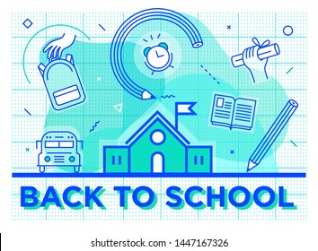 Back to school illustration on Modern background - Editable Stroke