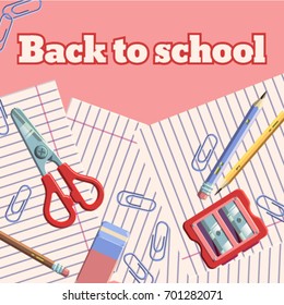 Back to school illustration on pink background