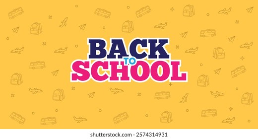 Back to school illustration with scribbled typography on yellow background 