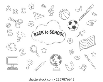 Back to school illustration. supplies and other elements.