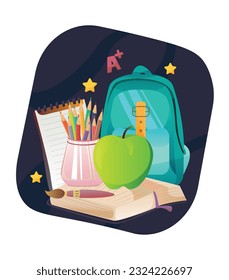 Back to School Illustration School supplies set post template